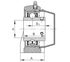 直立式軸承座單元 RASEY50-TV-VA, 塑料軸承座，內(nèi)圈帶平頭螺釘?shù)耐馇蛎媲蜉S承，耐腐蝕設(shè)計，R密封