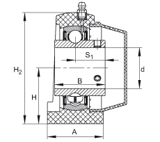 直立式軸承座單元 RSHEY35-TV-VA, 塑料軸承座，內(nèi)圈帶平頭螺釘?shù)耐馇蛎媲蜉S承，耐腐蝕設(shè)計，R 型密封