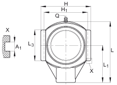 吊裝式軸承座單元 PTUE35-TV-FA125.5, 塑料軸承座，帶偏心鎖圈的外球面球軸承，帶 Corrotect? 涂層，P型密封