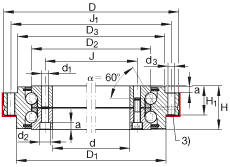 推力角接觸球軸承 ZKLDF100, 雙向，螺釘安裝，兩側(cè)帶密封蓋