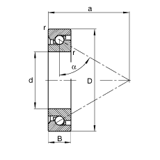 推力角接觸球軸承 BSB020047-T, 單向，接觸角 α = 60°，限制公差