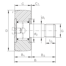 螺栓型滾輪 KR19, 軸向引導(dǎo)，兩側(cè)間隙密封