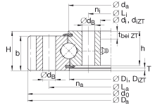四點接觸球軸承 VA160235-N, 有外齒，兩側(cè)唇密封