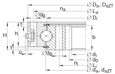 四點接觸球軸承 VI160288-N, 有內(nèi)齒，兩側(cè)唇密封