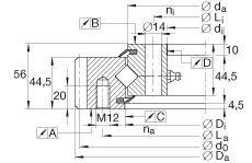交叉滾子軸承 XSA141094-N, 標(biāo)準(zhǔn)系列 14， 外部的齒輪齒，兩側(cè)唇密封