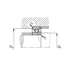 主軸軸承 HS7028-C-T-P4S, 調(diào)節(jié)，成對安裝，接觸角 α = 15°，限制公差
