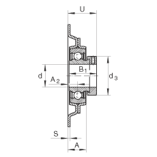 吊裝式軸承座單元 MSTU30, 鋼板軸承座，帶偏心鎖圈的外球面球軸承，P型密封，帶再潤滑結(jié)構(gòu)