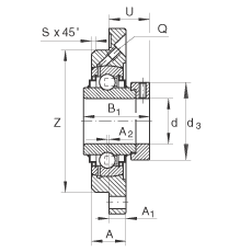 軸承座單元 RME40-N, 帶四個(gè)螺栓孔的法蘭的軸承座單元，定心凸出物，鑄鐵，偏心鎖圈，R 型密封