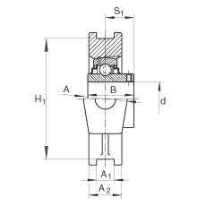 吊裝式軸承座單元 RTUEY80, 鑄鐵軸承座，內(nèi)圈帶平頭螺釘?shù)耐馇蛎媲蜉S承，R密封