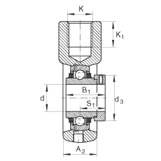 吊裝式軸承座單元 THE40, 鑄鐵軸承座，帶偏心鎖圈的外球面球軸承，T 型密封