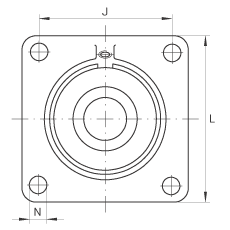軸承座單元 PCCJ35, 帶四個(gè)螺栓孔的法蘭的軸承座單元，鑄鐵，雙列角接觸球軸承，P 型密封