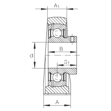 直立式軸承座單元 PSHEY60-N, 鑄鐵軸承座，內(nèi)圈帶平頭螺釘?shù)耐馇蛎媲蜉S承，P 型密封