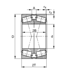 圓錐滾子軸承 33122-N11CA, 根據(jù) DIN ISO 355 / DIN 720 標(biāo)準(zhǔn)的主要尺寸，可分離，X型成對(duì)布置，有軸向內(nèi)部游隙